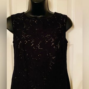 LOFT Women’s Black Eyelet Lined Sleeveless Dress Size 0P